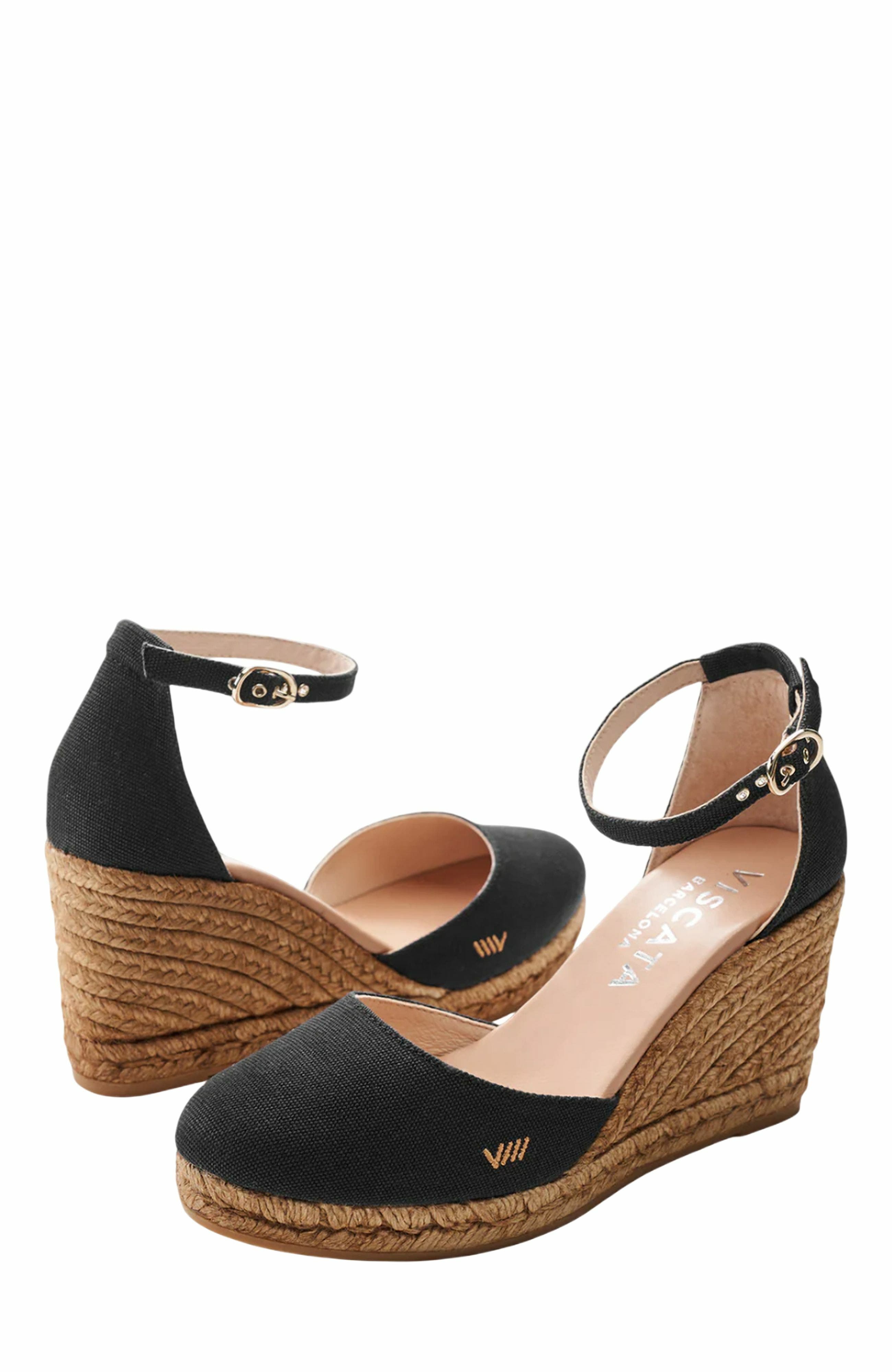 VISCATA Estartit Canvas Espadrille Wedges, Alternate, color, Black
