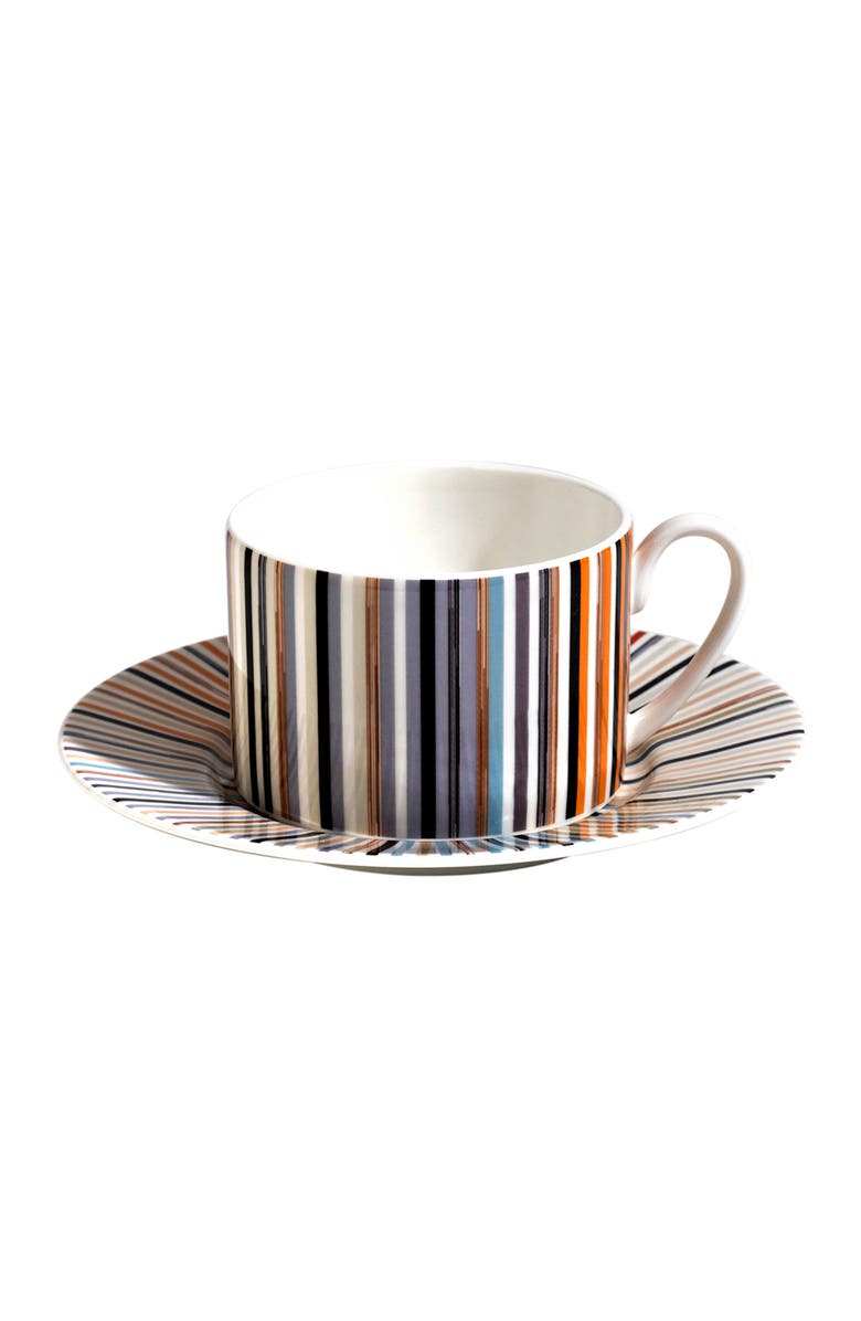 Missoni Home Tableware Tea Cup & Saucer STRIPES Set of 2 in Luxury Box Jenkins 148 diam. 3.3", H 2.3", cap. 7.5 oz, Saucer diam. 6", Alternate, color, Multicolor