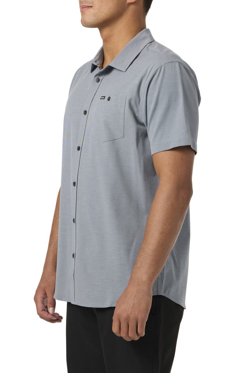 O'Neill Heathered Short Sleeve Button-Up Shirt, Alternate, color, 