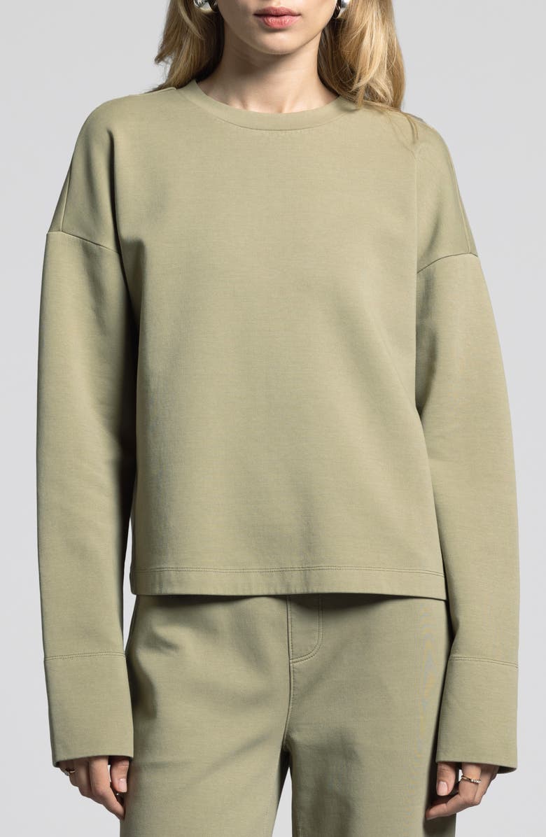 WEEKEND LOS ANGELES Genevieve Cotton Blend Crewneck Sweatshirt, Main, color, Bonsai