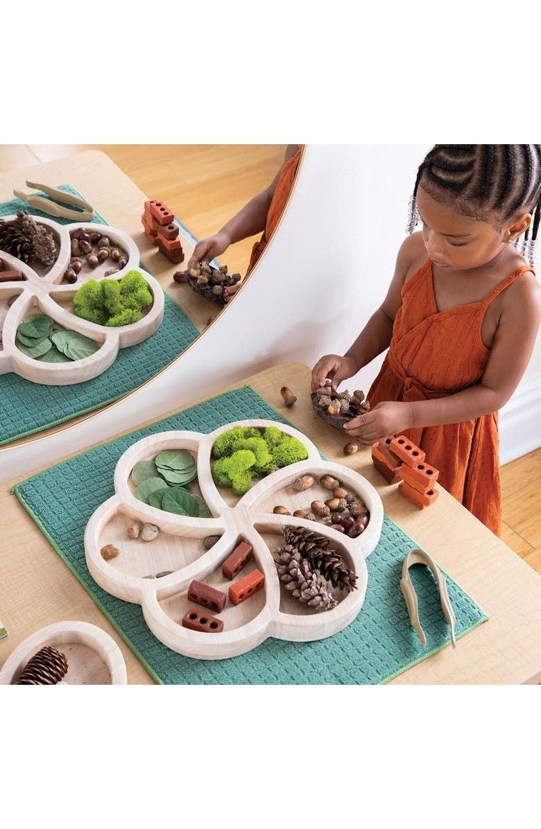 Kaplan Early Learning Company Loose Parts Organic Wooden Trays - Set of 3, Alternate, color, Beige