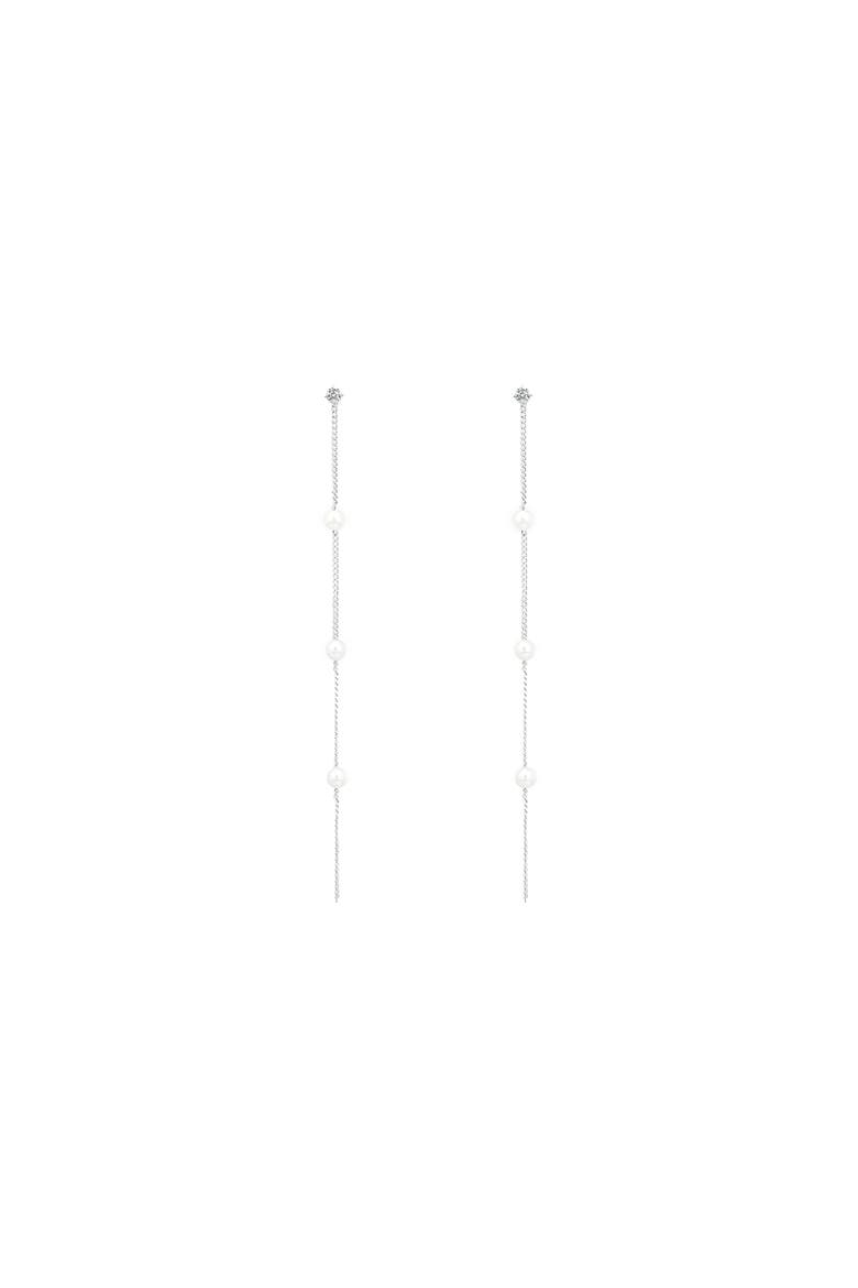 Sterling Silver Infinite Pearl Earrings Dainty Statement Daily Wear, Main, color, Silver