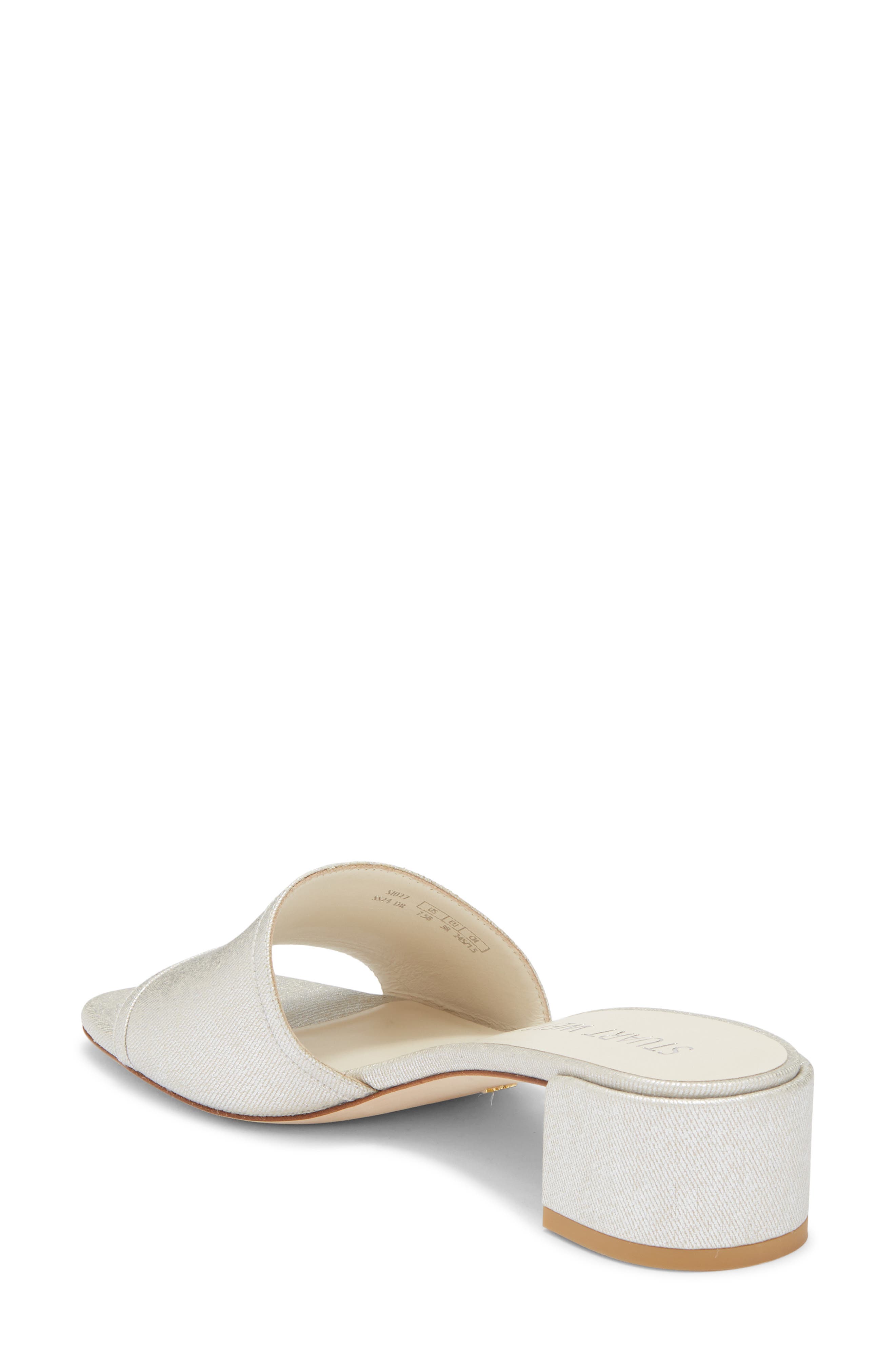 Stuart Weitzman Cayman Block Heel Sandal, Alternate, color, Silver