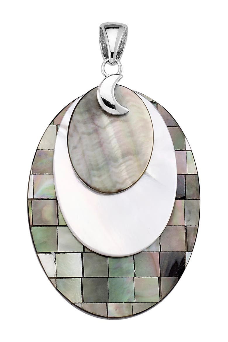 Sterling Silver Abalone & Mother of Pearl Pendant, Main, color, GREY