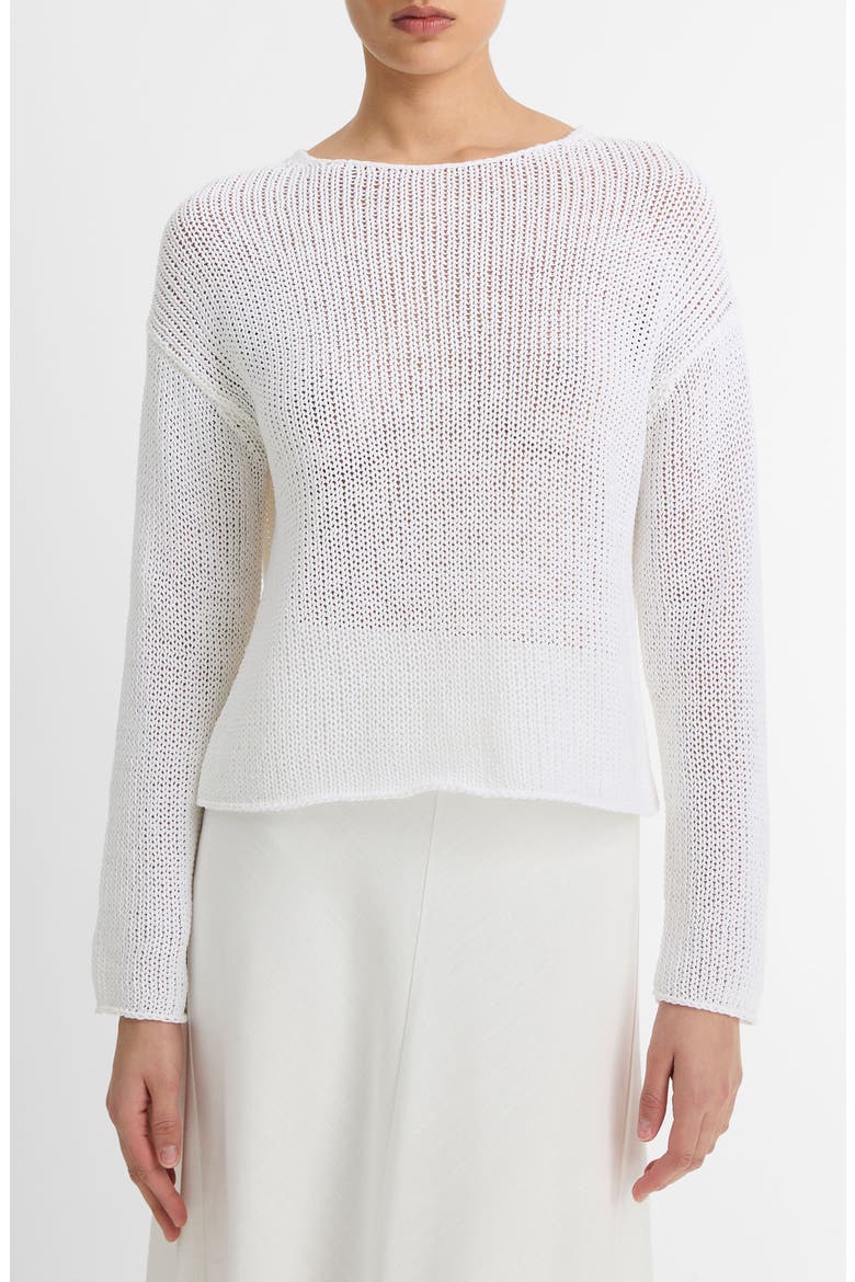 Open Knit Boat Neck Sweater, Main, color, OPTIC WHITE