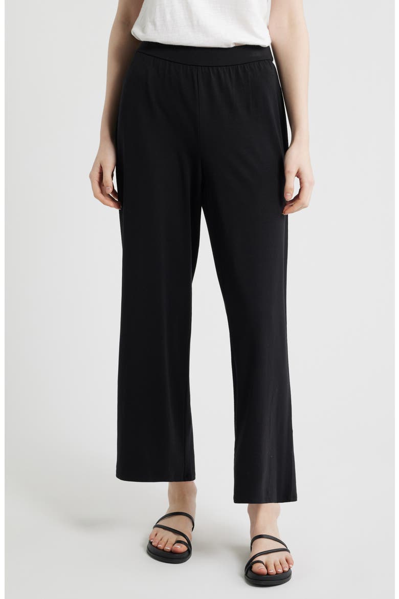 Jersey Ankle Wide Leg Pants, Main, color, BLACK