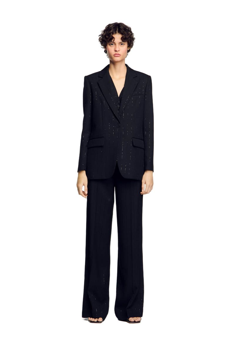 Sequinned suit jacket, Main, color, Black