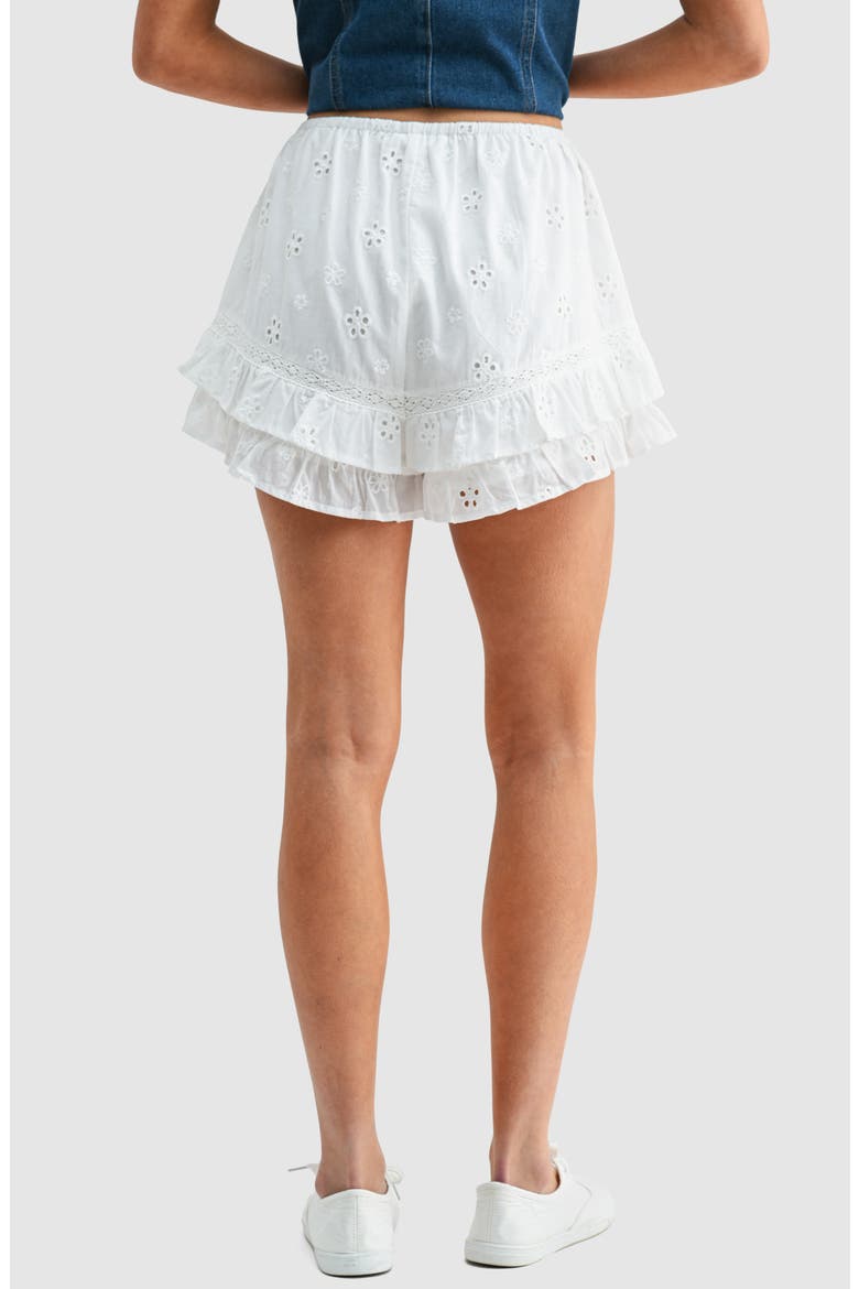 Ruffle Eyelet High Waist Shorts, Alternate, color, OFF WHITE