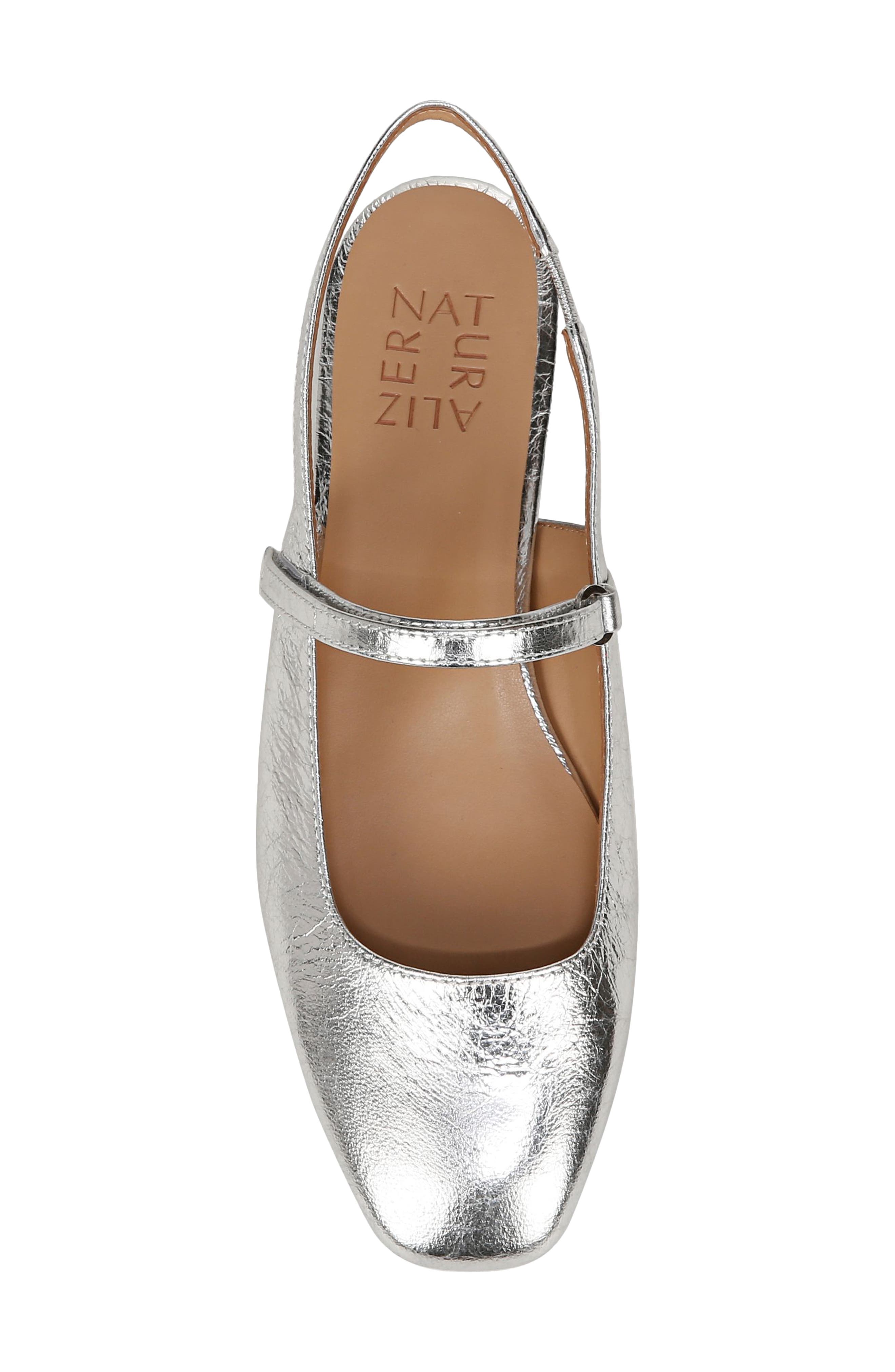 Connie Slingback Mary Jane Flat, Alternate, color, SILVER LEATHER