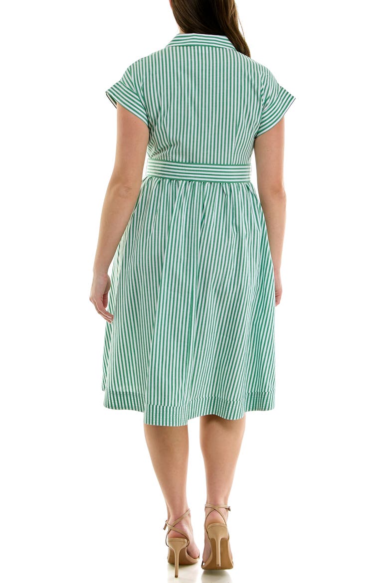 Stripe Cap Sleeve Cotton Poplin Shirtdress, Alternate, color, KELLY GREEN/WHITE STRIPE