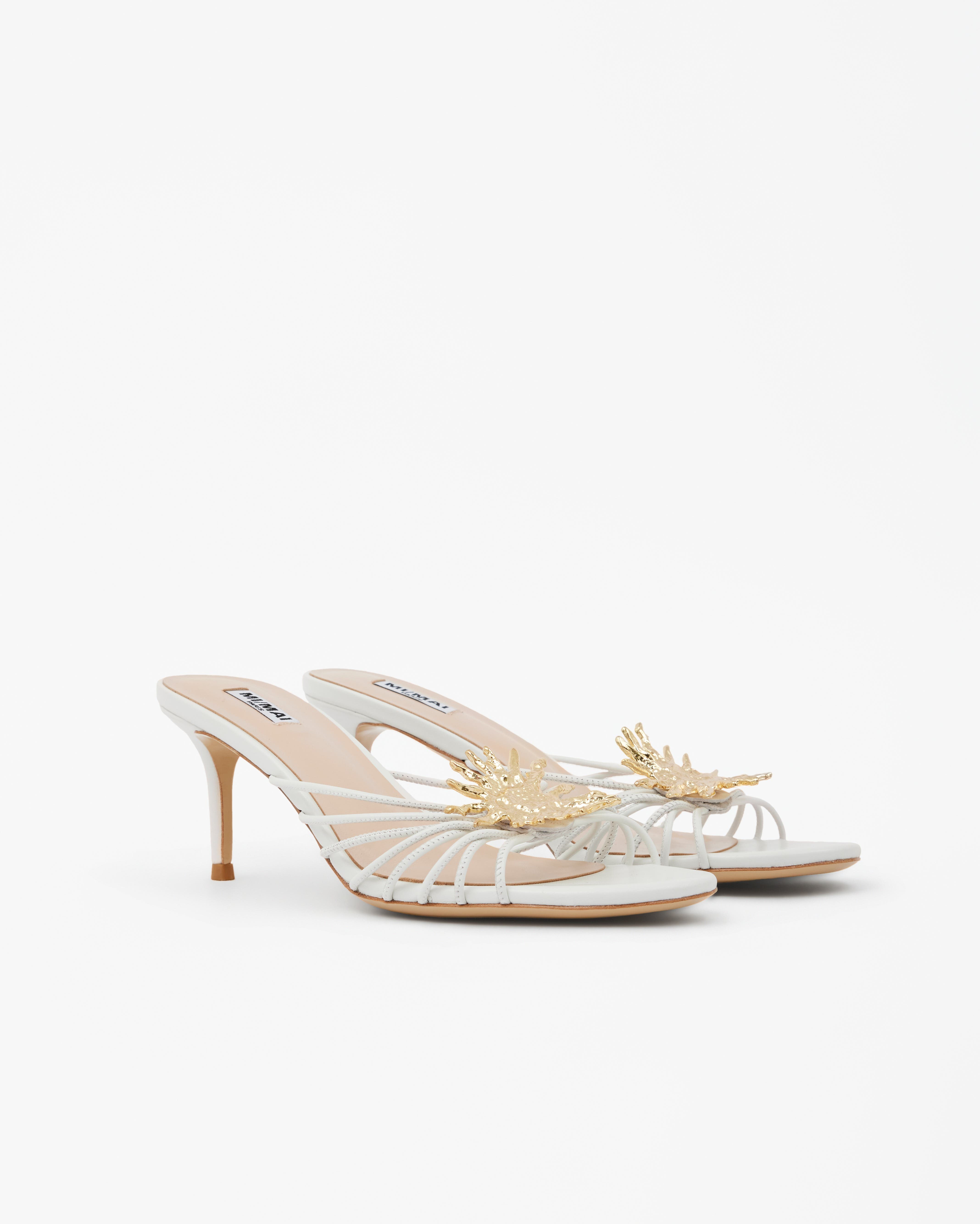 Salome Sun Jewel Heeled Mule Sandals, Alternate, color, White