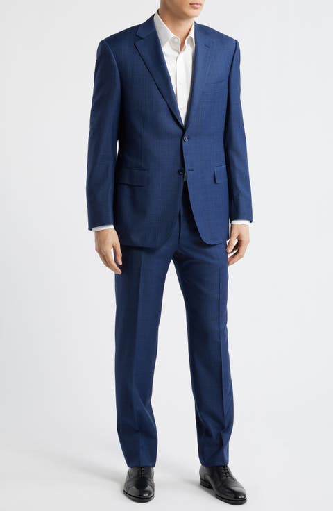 Siena Regular Fit Blue Mélange Wool Suit (Regular, Short & Long)