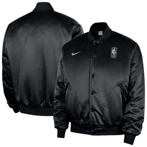 Men's Nike  Black NBA Authentic Lenticular Woven Satin Full-Snap Therma-FIT Jacket