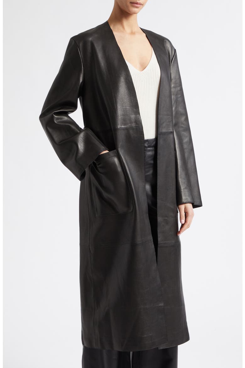Ruelle Smooth Leather Coat, Alternate, color, NOIR CLASSIQUE