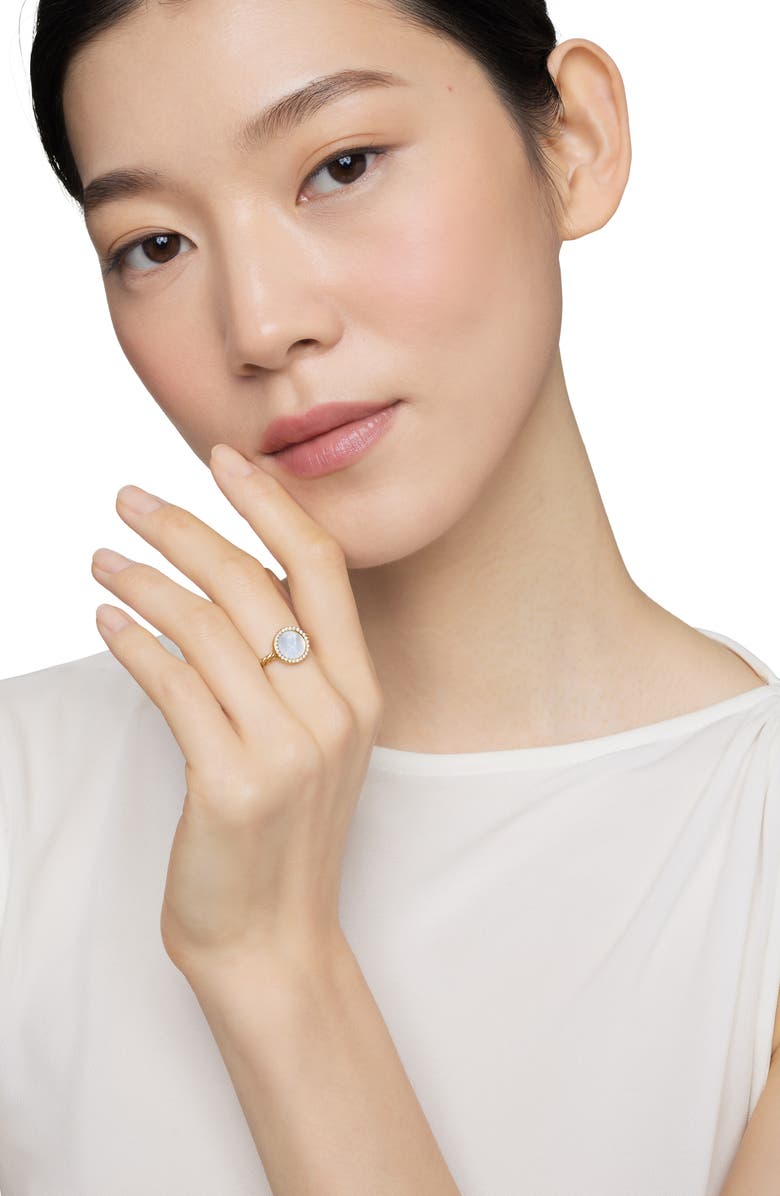 David Yurman Petite DY Elements<sup>®</sup> Ring in 18K Yellow Gold with Mother of Pearl and Pavé Diamonds, Alternate, color, 