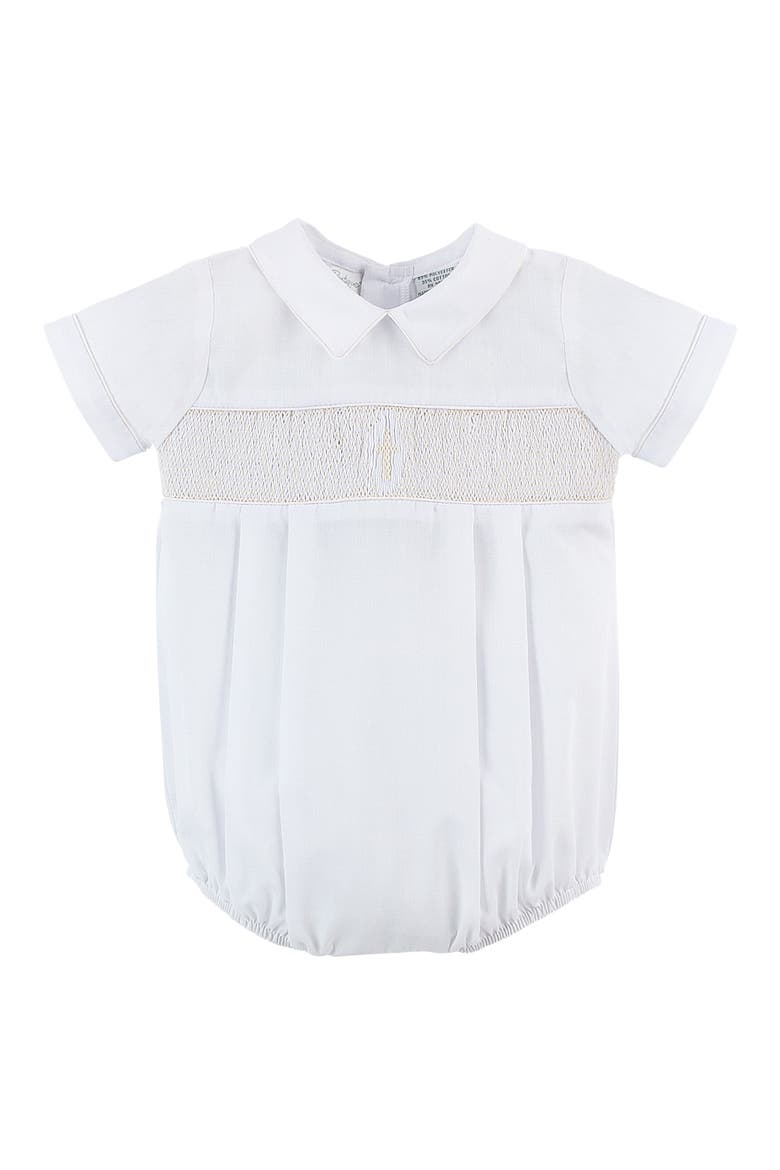 Smocked Christening Bodysuit & Bonnet Set, Alternate, color, WHITE
