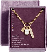 Chelsea28 Pavé Cubic Zirconia & Mother-of-Pearl Charm Necklace