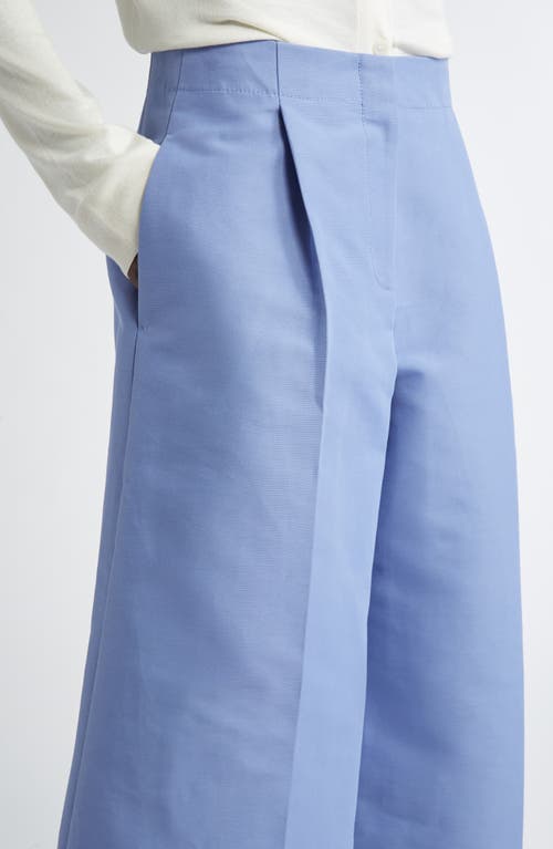 Marni Pleated High Waist Wide Leg Virgin Wool Crop Trousers In Periwinkle
