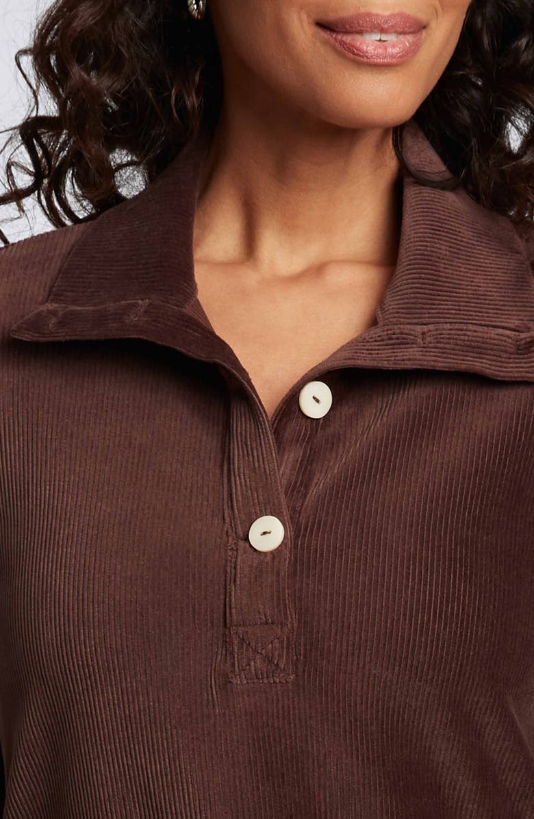 Foxcroft Sammy Corduroy Polo Sweater, Alternate, color, Chocolate