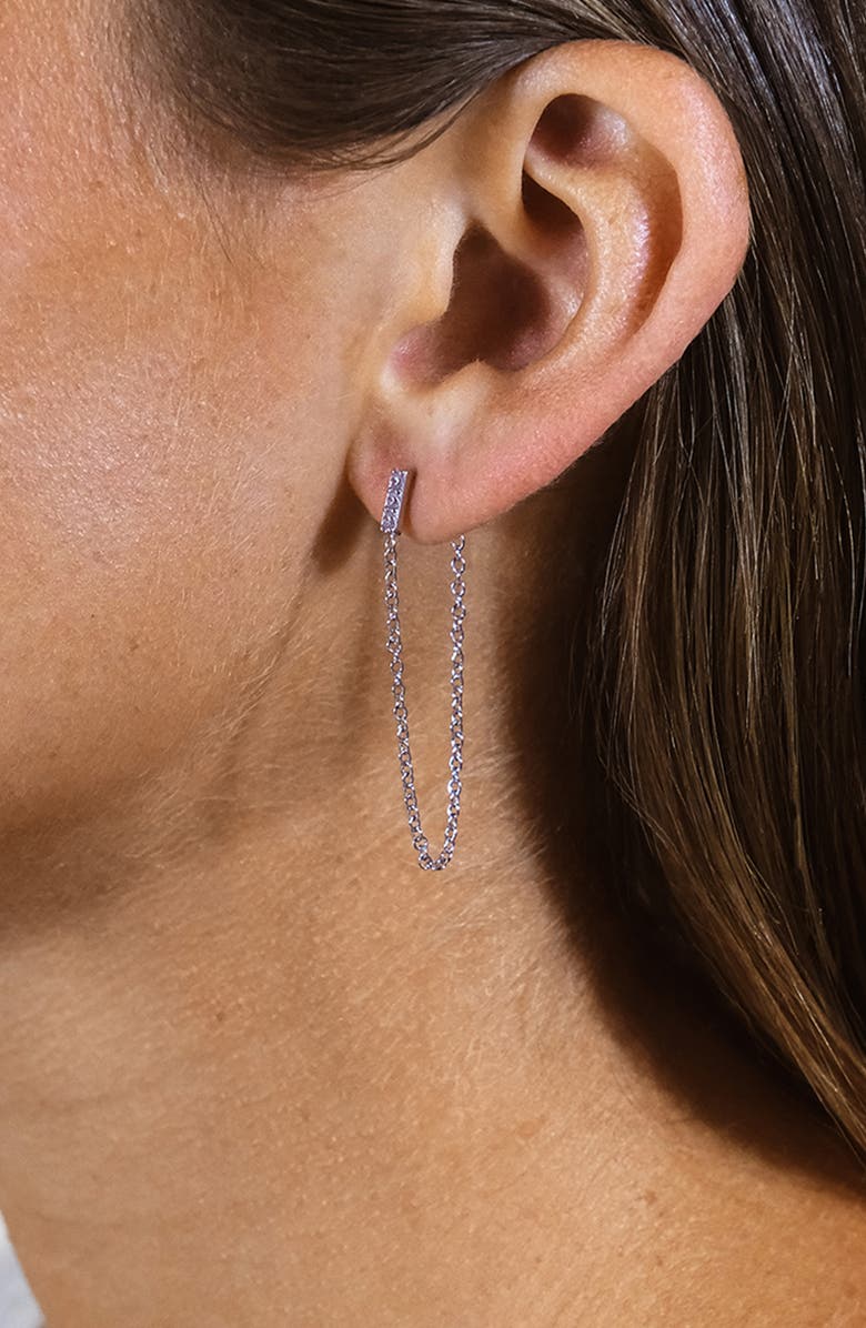 Sterling Forever Chelsea Cubic Zirconia Chain Drop Front/Back Earrings, Alternate, color, Silver