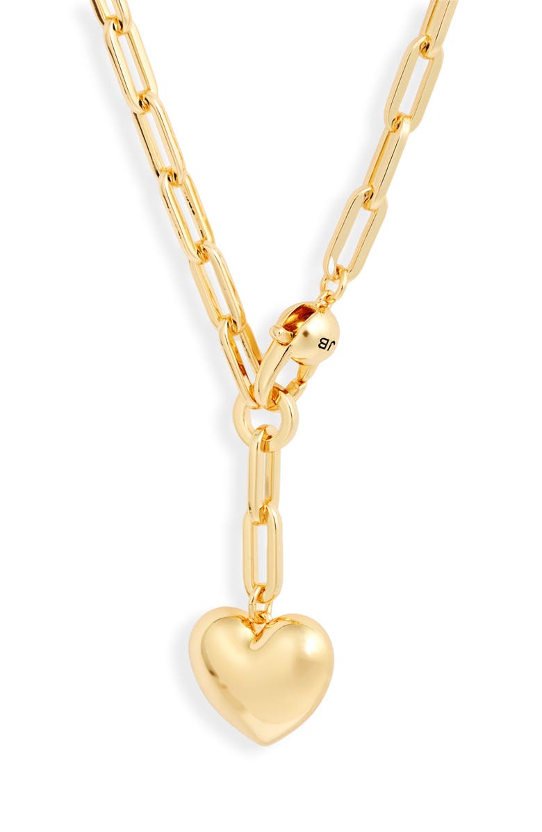 JENNY BIRD Puffy Heart Charm Paper Clip Chain Necklace, Main, color, 