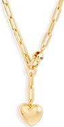 JENNY BIRD Puffy Heart Charm Paper Clip Chain Necklace