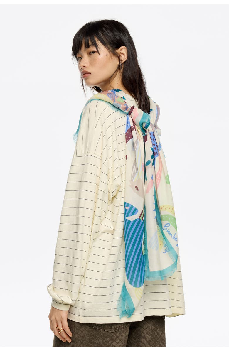 Bimba y Lola Shawl With Mini Prints, Alternate, color, Ivory
