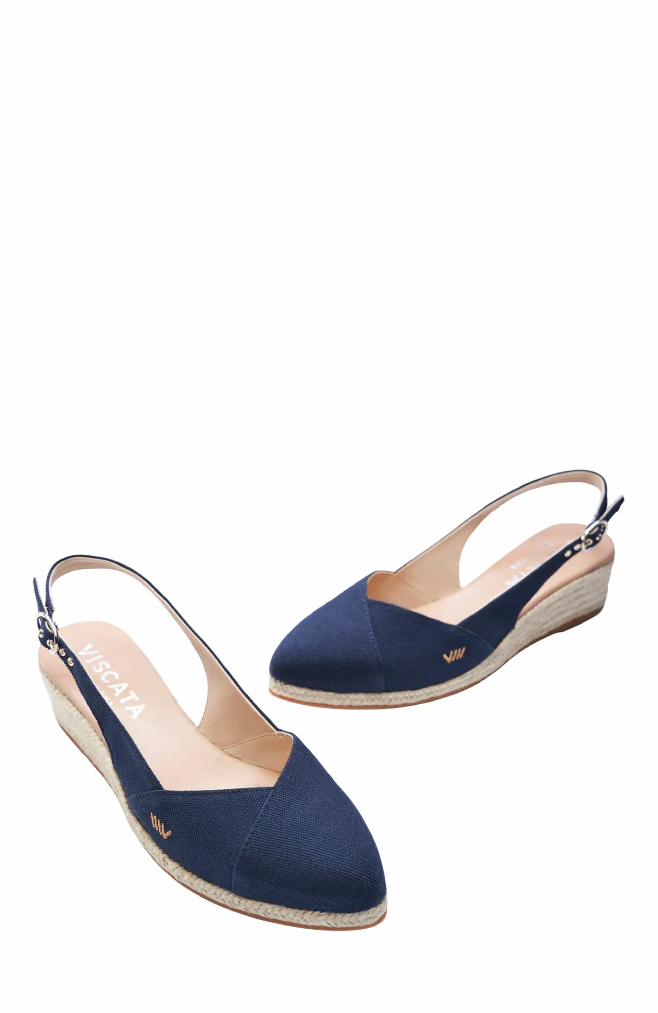 VISCATA Premia Canvas Espadrille Wedges, Alternate, color, Navy Blue