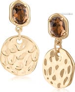 JARDIN Crystal Hammered Disc Drop Earrings