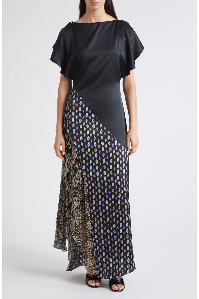 Fawn Stretch Silk Dress, Main, color, BLACK MULTI