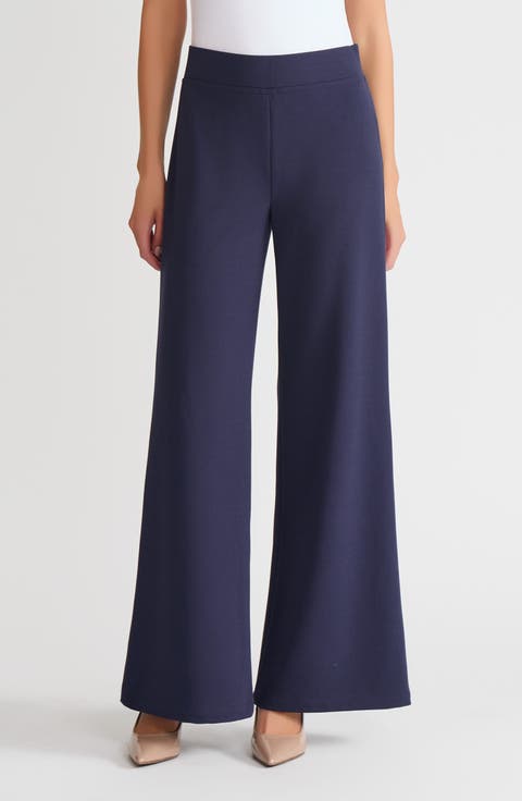Stretch Deco Crepe Wide-Leg Pants