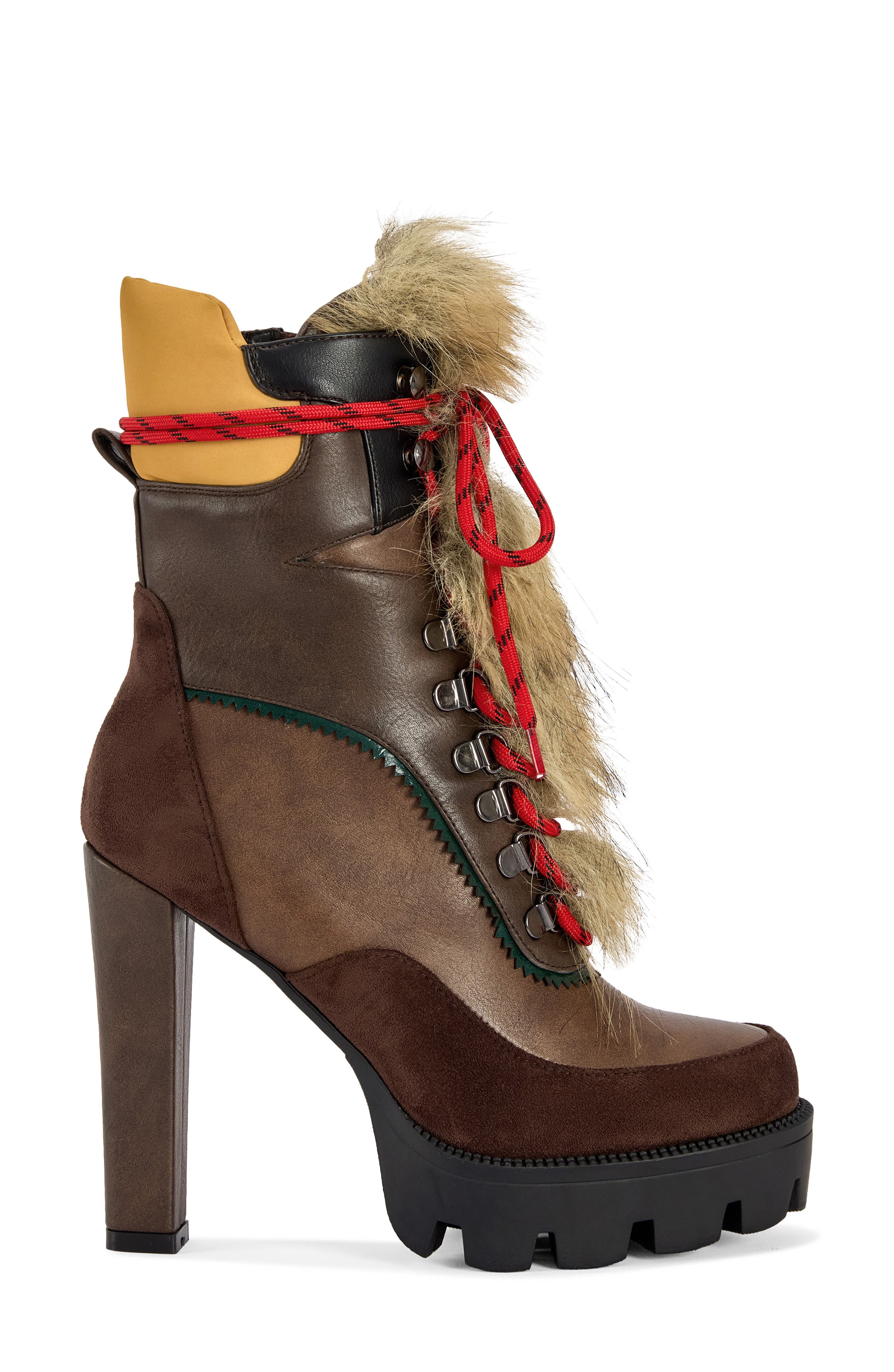 Leader Faux Fur Platform Bootie, Alternate, color, BROWN MULTI
