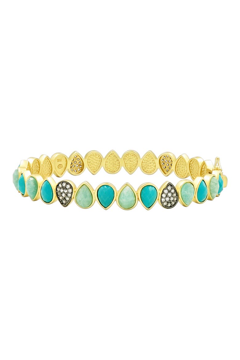 Teardrop Bangle, Main, color, TURQUOISE/ GOLD/ BLACK