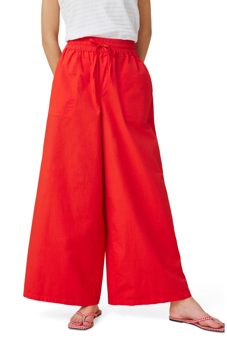 Mallory Wide Leg Poplin Pants, Main, color, FIREWORK RED