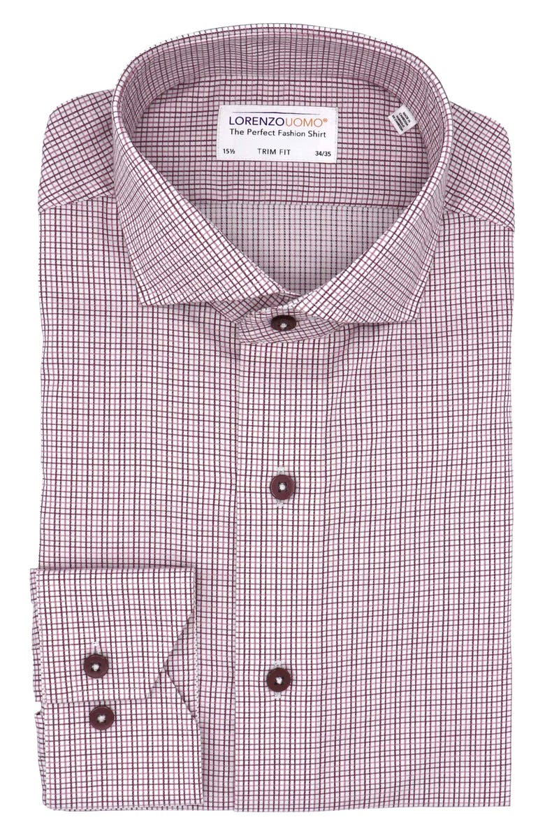 Lorenzo Uomo Trim Fit Textured Box Grid Print Cotton Dress Shirt, Main, color,