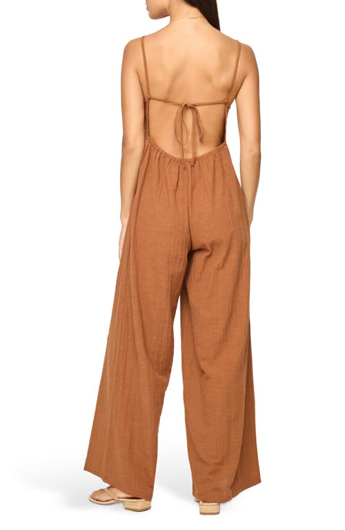 L*space Lspace Jaida Open Back Cotton Cover-up Jumpsuit In Brown