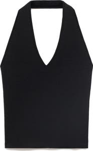 MANGO Halter Neck Rib Top