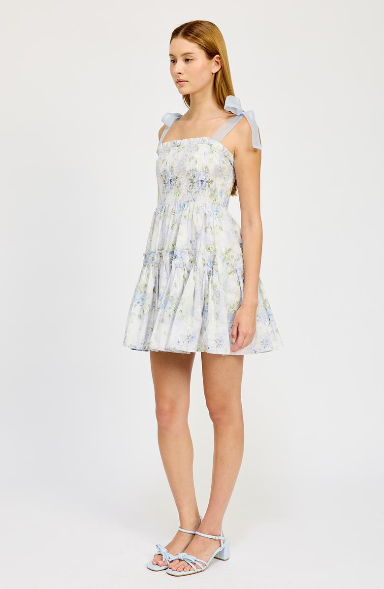 En Saison Scarlet Floral Tie Strap Cotton Minidress, Alternate, color, 