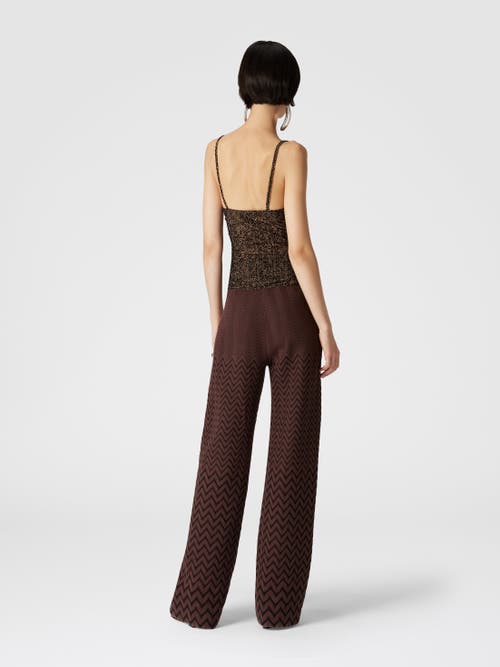 Missoni Classic Zigzag Cotton And Viscose Trousers In Brown