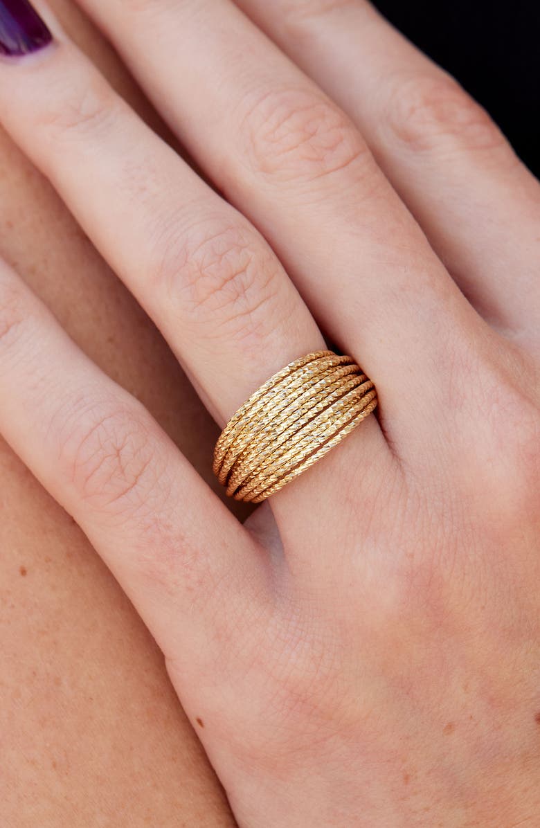 SAVVY CIE JEWELS Graduated Mesh Adjustable Ring, Alternate, color, Yellow