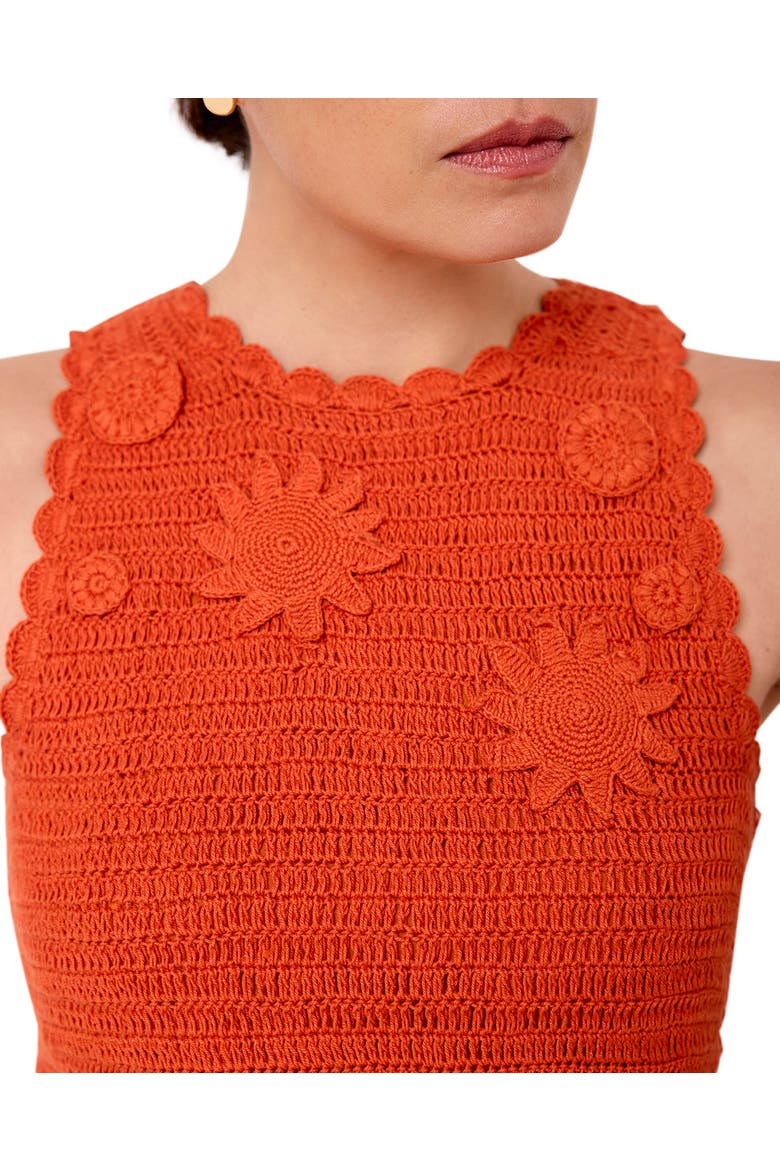Crochet Bodice Midi Dress, Alternate, color, Orange