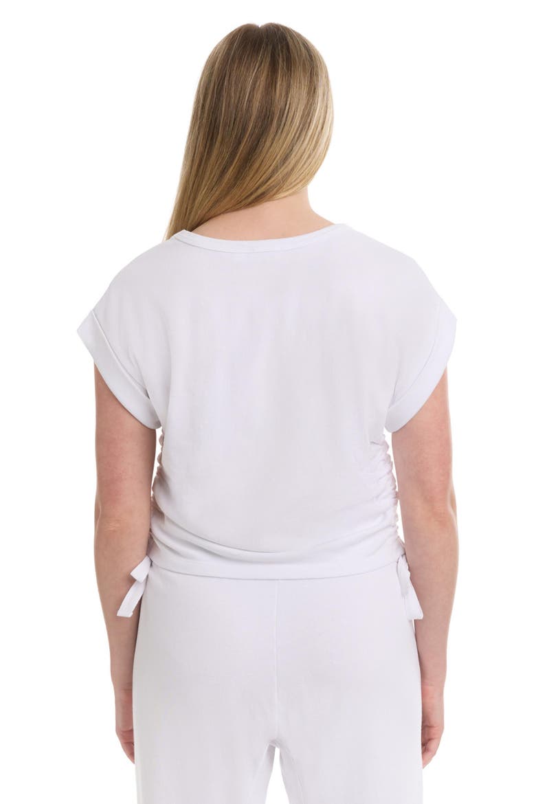 Round Neck Side Drawstrings Tee, Alternate, color, White