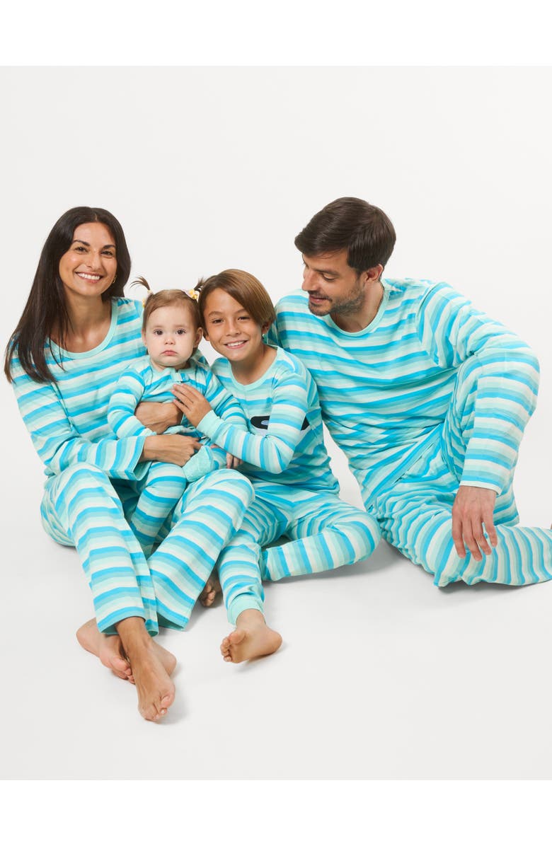 Leveret Two-Piece Cotton Printed Matching Family Pajamas, Animal Friends, Alternate, color, Orca Stripes