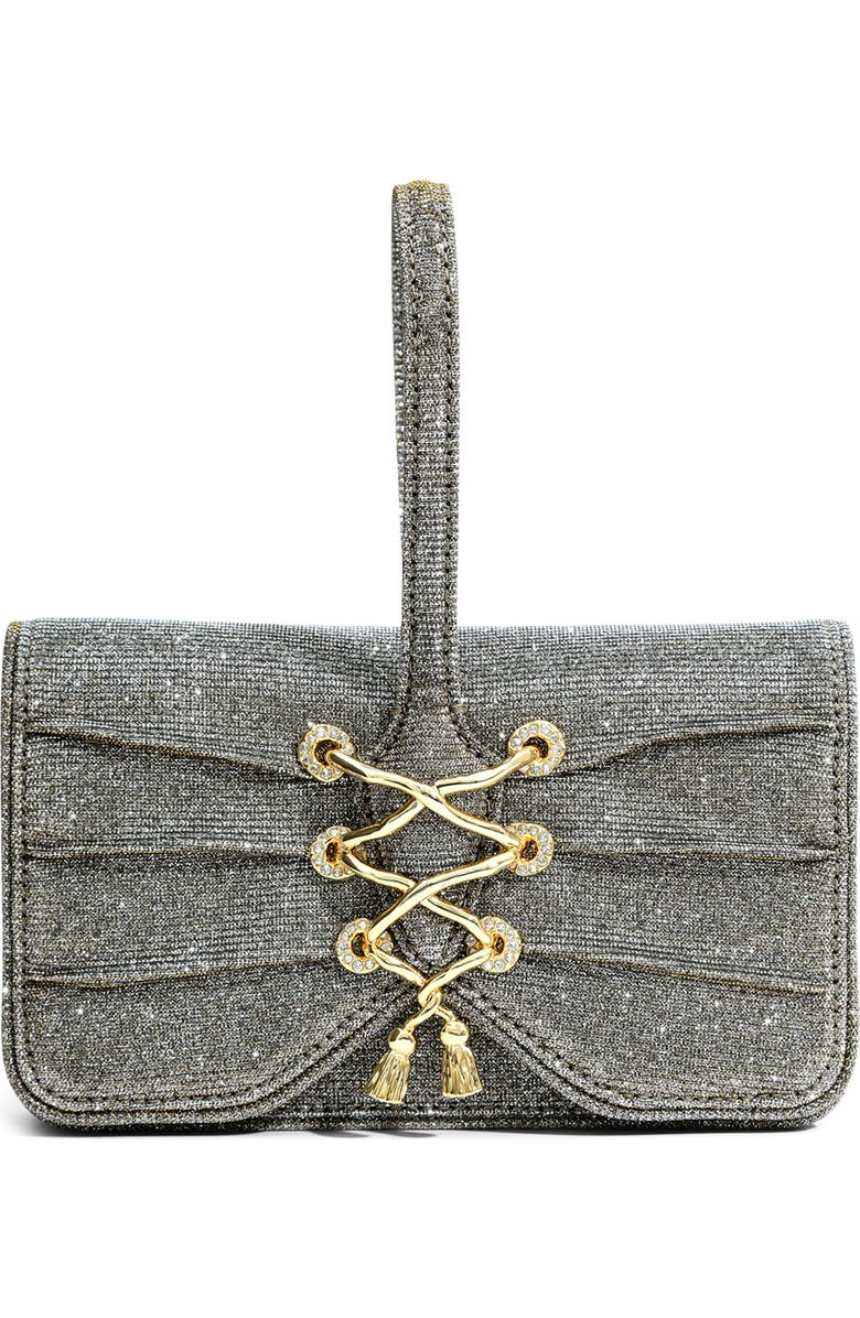 Alexis Bittar Lace-Up Wristlet, Main, color, Disco Gold