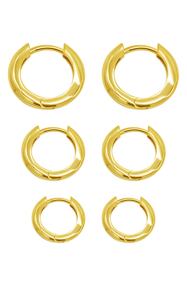 Adornia Set of 3 Huggie Hoop Earrings, Alternate, color, Gold
