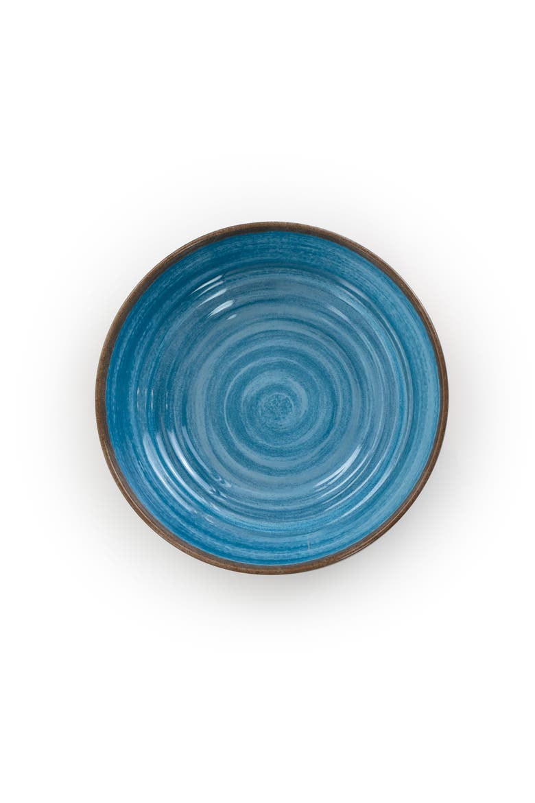 Rippled Tides 12 Piece Lightweight Melamine Dinnerware Set, Alternate, color, Blue