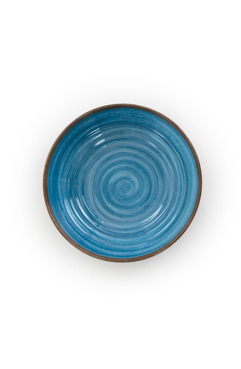 Elama Rippled Tides 12 Piece Lightweight Melamine Dinnerware Set, Alternate, color, Blue