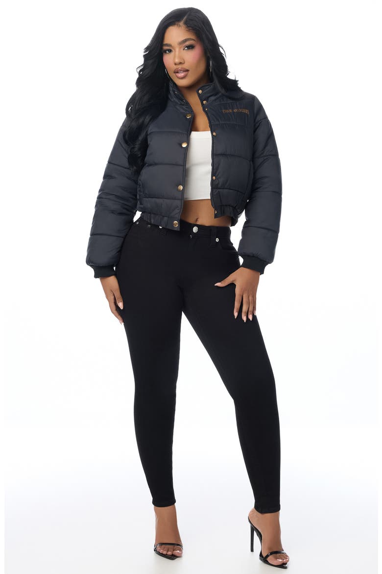 Collared Puffer Jacket, Alternate, color, JET BLACK