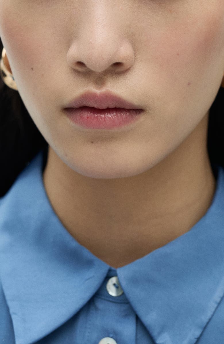 MANGO Satin Short Sleeve Button-Up Shirt, Alternate, color, 