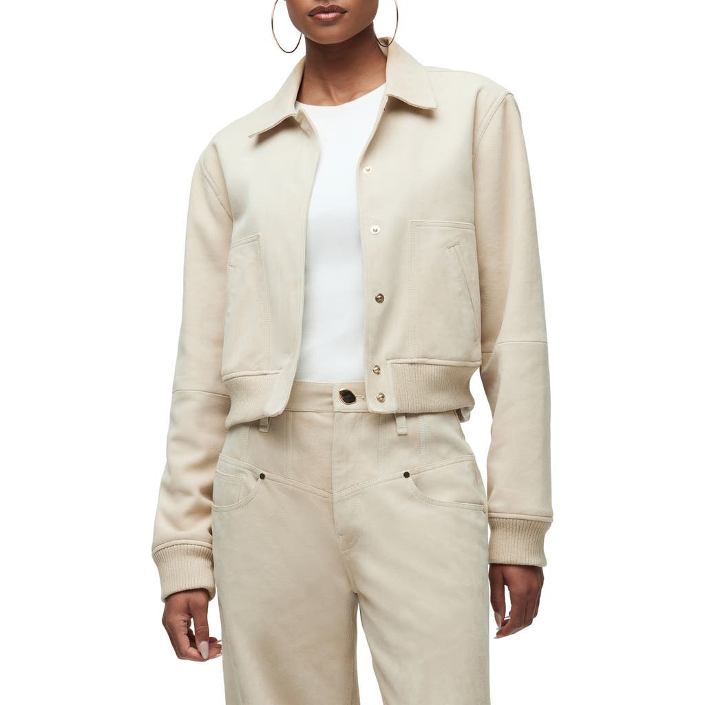 Hudson Jeans Suede Bomber Jacket In White